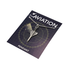 Load image into Gallery viewer, Concorde pewter pendant necklace on chain