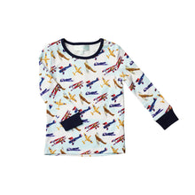 Load image into Gallery viewer, VINTAGE AEROPLANE PRINT CHILDRENS COSY PYJAMAS
