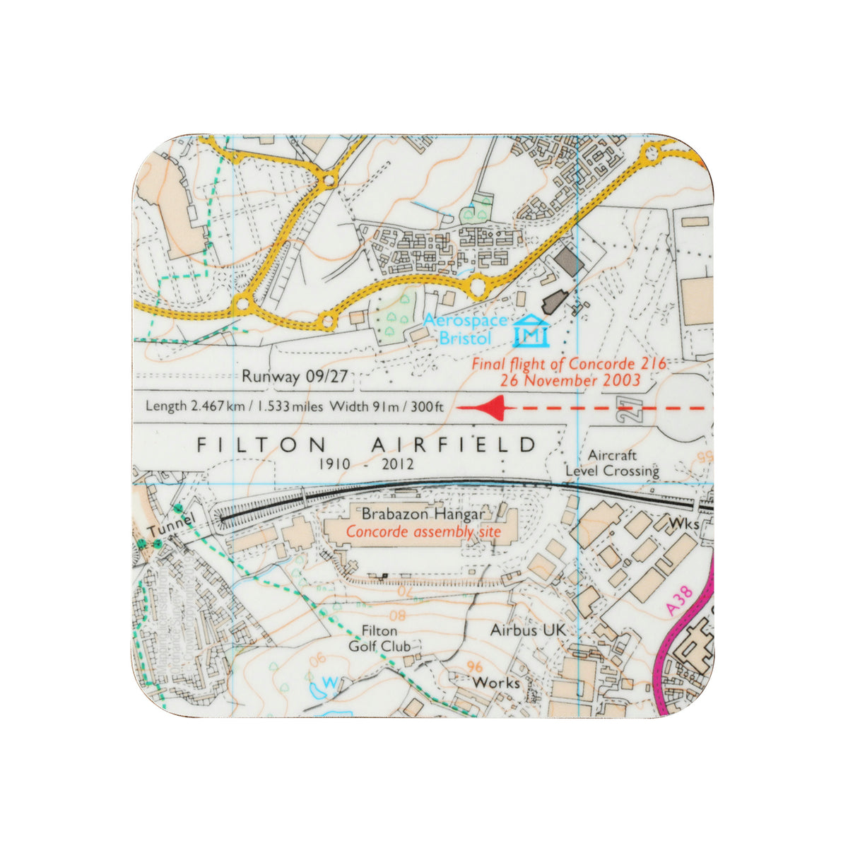FILTON AIRFIELD OS MAP - COASTER – Aerospace Bristol