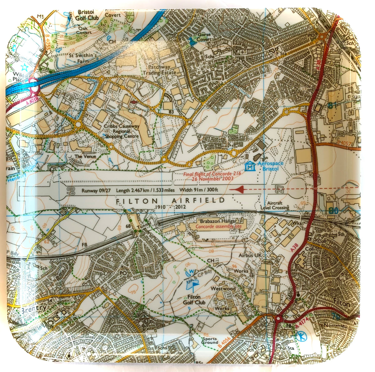 FILTON AIRFIELD OS MAP - SQUARE TRAY – Aerospace Bristol